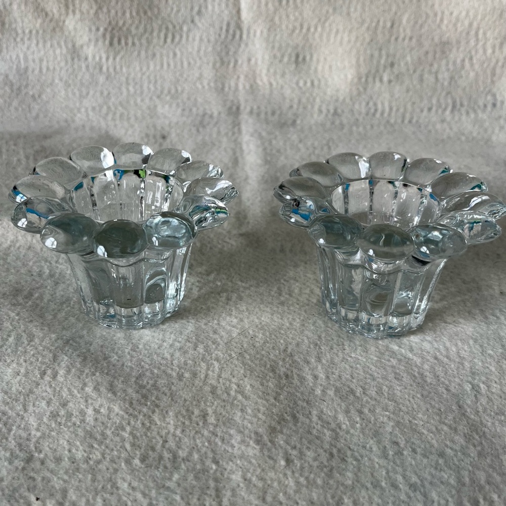 Vintage Clear crystal candleholders set of 2